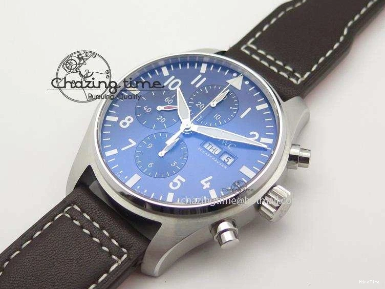 MIROTIME 0219 HighQuality Pilot Chrono 377714 “Le Petit Prince” ZF Best Edition Blue Dial On Brown Leather Strap A 7309